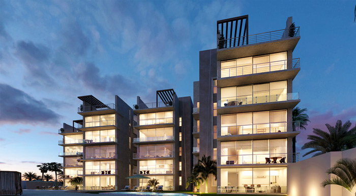 render nocturno de edificios proyecto Naha render por eva3d